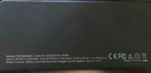 EasyAcc 20.000 Monster Akku - V1 Angaben auf der Powerbank